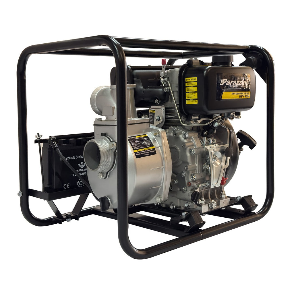 Motobomba Parazzini 7 hp diesel autocebante 3 pulg con encendido eléctrico Mod BP730D
