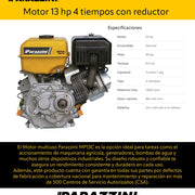 Motor 13 hp 4 tiempos con reductor Parazzini MP13C