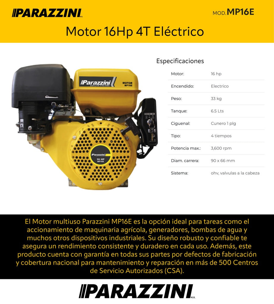 Motor 16Hp 4T Electrico Parazzini MP16E