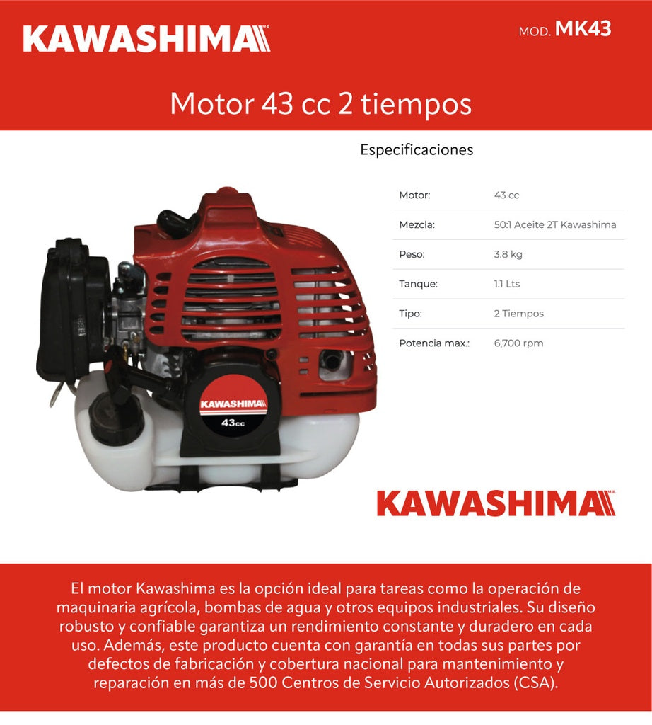 Motor 43 cc 2 tiempos Kawashima MK43