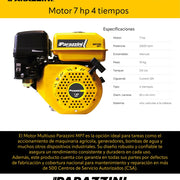 Motor 7 hp 4 tiempos Parazzini MP7 - Bioaplicaciones