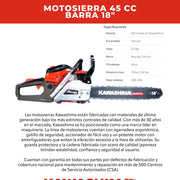 Motosierra 45 cc barra 18 pulg. Kawashima Dakota MKD4518 - Bioaplicaciones