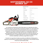 Motosierra 55 cc barra 20 pulg. Kawashima Dakota MKD5220 - Bioaplicaciones