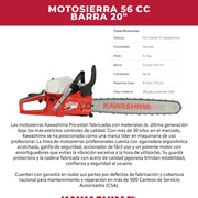Motosierra 56 cc barra 20 pulg. Kawashima Pro MK5620