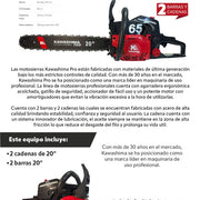 Motosierra profesional 65 cc con 2 barras y cadenas de 20 pulg Kawashima Pro MAKO65 - Bioaplicaciones