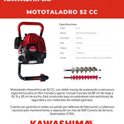Mototaladro 52 cc Kawashima MTT52M - Bioaplicaciones