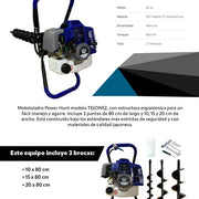 Mototaladro de 52cc con brocas de 10 cm 15 cm y 20 cm Power Hunt TEJON52 - Bioaplicaciones