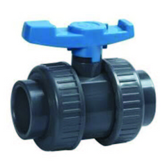 Valvula doble unión 1-1/2" PVC cedula 80 (tuerca unión) - caja con 30 piezas uso exclusivo agrícola Parazzini PVU011.5C