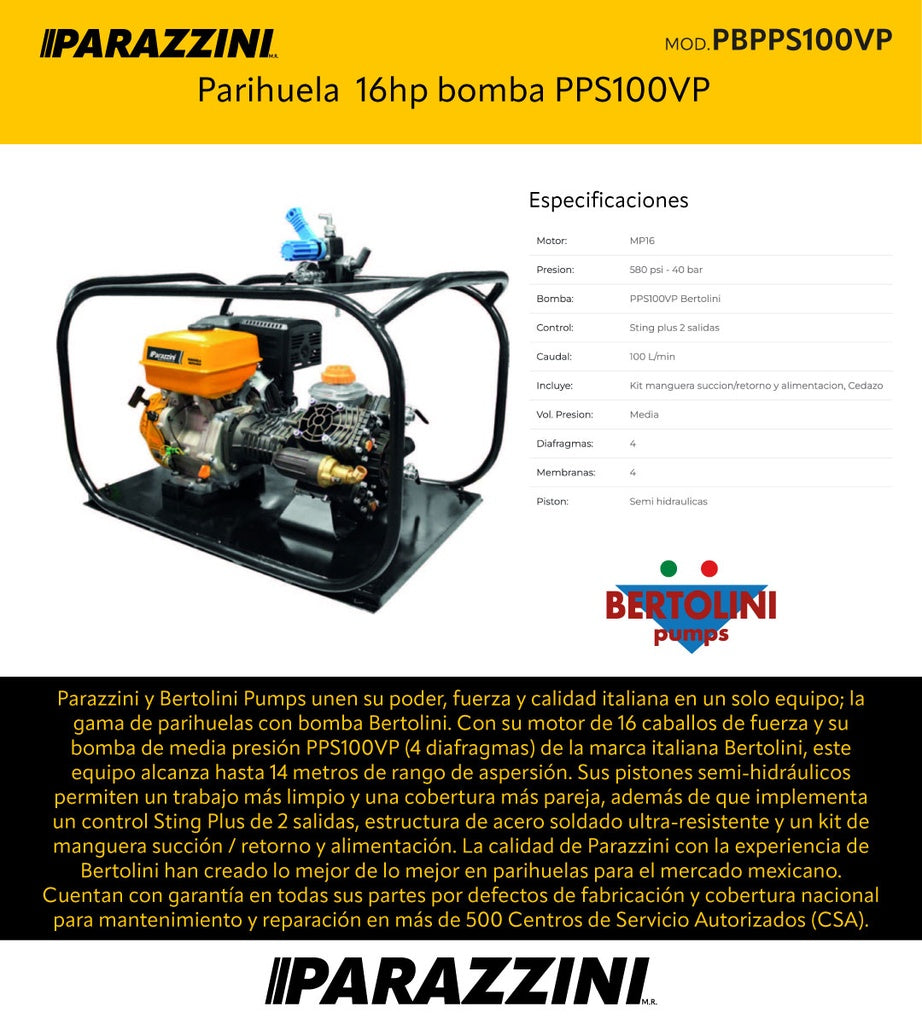 Parihuela  16hp bomba PPS100VP Bertolini PBPPS100VP