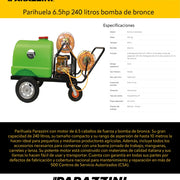 Parihuela 6.5hp 240 litros bomba de bronce Parazzini PP6.5T300