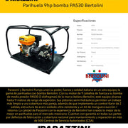 Parihuela 9hp bomba PA530 Bertolini Bertolini PBPA530VC - Bioaplicaciones