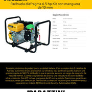 Parihuela diafragma 6.5 hp Kit con manguera de 10 mm Parazzini PP6.5D10MM - Bioaplicaciones