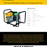 Parihuela diafragma 6.5hp con manguera 8.5 mm Parazzini PP6.5D8.5MM - Bioaplicaciones