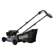 Podadora a gasolina 16" 131cc empuje manual Arranque manual, ancho de corte 390 mm altura 30–65 mm 3 posiciones  chasis pp recolector 35 L. Power Hunt RANGER131V2