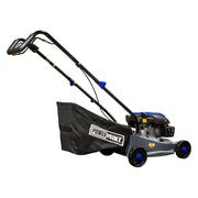 Podadora a gasolina 16" 131cc empuje manual Arranque manual, ancho de corte 390 mm altura 30–65 mm 3 posiciones  chasis pp recolector 35 L. Power Hunt RANGER131V2