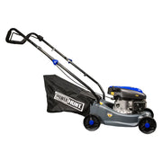 Podadora a gasolina 16" 131cc empuje manual Arranque manual, ancho de corte 390 mm altura 30–65 mm 3 posiciones  chasis pp recolector 35 L. Power Hunt RANGER131V2