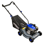 Podadora a gasolina 16" 131cc empuje manual Arranque manual, ancho de corte 390 mm altura 30–65 mm 3 posiciones  chasis pp recolector 35 L. Power Hunt RANGER131V2