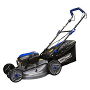 Podadora a gasolina 21" 181cc autopropulsada Arranque manual, ancho de corte 530 mm altura 25–75 mm 7 posiciones chasis de acero, recolector 60 L, puerto de lavado. Power Hunt RANGER180V2AP