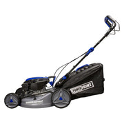 Podadora a gasolina 21" 181cc autopropulsada Arranque manual, ancho de corte 530 mm altura 25–75 mm 7 posiciones chasis de acero, recolector 60 L, puerto de lavado. Power Hunt RANGER180V2AP