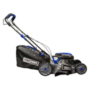Podadora a gasolina 21" 181cc autopropulsada Arranque manual, ancho de corte 530 mm altura 25–75 mm 7 posiciones chasis de acero, recolector 60 L, puerto de lavado. Power Hunt RANGER180V2AP
