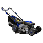 Podadora a gasolina 21" 181cc empuje manual Arranque manual, ancho de corte 530 mm altura 25–75 mm 7 posiciones chasis de acero, recolector 60 L, puerto de lavado. Power Hunt RANGER180V2