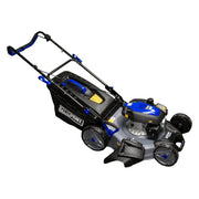 Podadora a gasolina 21" 181cc empuje manual Arranque manual, ancho de corte 530 mm altura 25–75 mm 7 posiciones chasis de acero, recolector 60 L, puerto de lavado. Power Hunt RANGER180V2