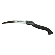 Serrucho plegable con hoja curva y diseño compacto. Longitud total: 21.26 plg. Peso: 0.34 kg. Kawashima SKCP-21