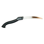Serrucho plegable con hoja curva y diseño compacto. Longitud total: 21.26 plg. Peso: 0.34 kg. Kawashima SKCP-21