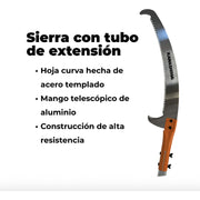 Serrucho curvo con tubo de extension de aluminio 2.5 m Kawashima PG250 - Bioaplicaciones