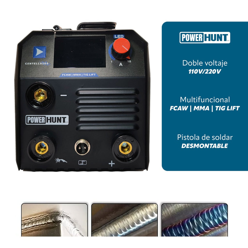 Soldadora inverter triple proceso 120A 127/220V Power Hunt CENTELLA300 - Bioaplicaciones