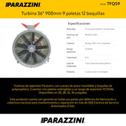 Turbina 36 pulg 900mm 9 paletas 12 boquillas Parazzini TFQS9 - Bioaplicaciones