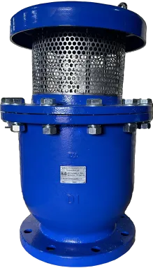 Válvula de admisión, expulsión y eliminadora de aire en un mismo cuerpo de hierro dúctil 250 CWP Marca RUD FIG. DAEX de 8"