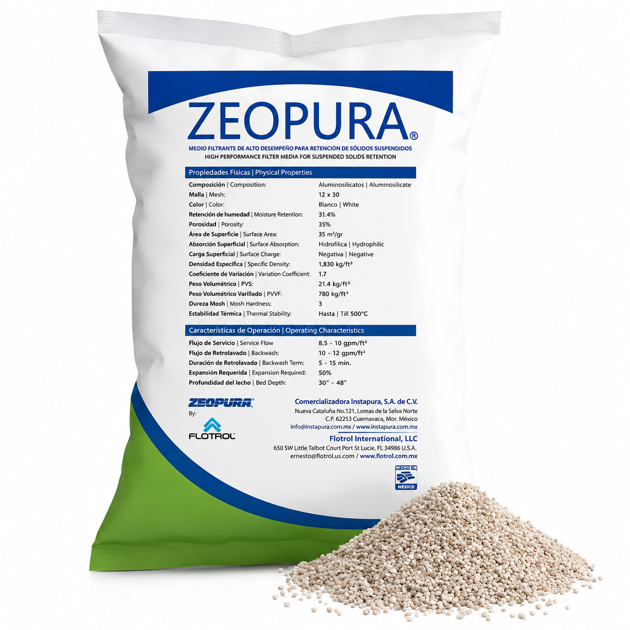 Material Filtrante Zeopura - Saco 1ft (21,4Kg)