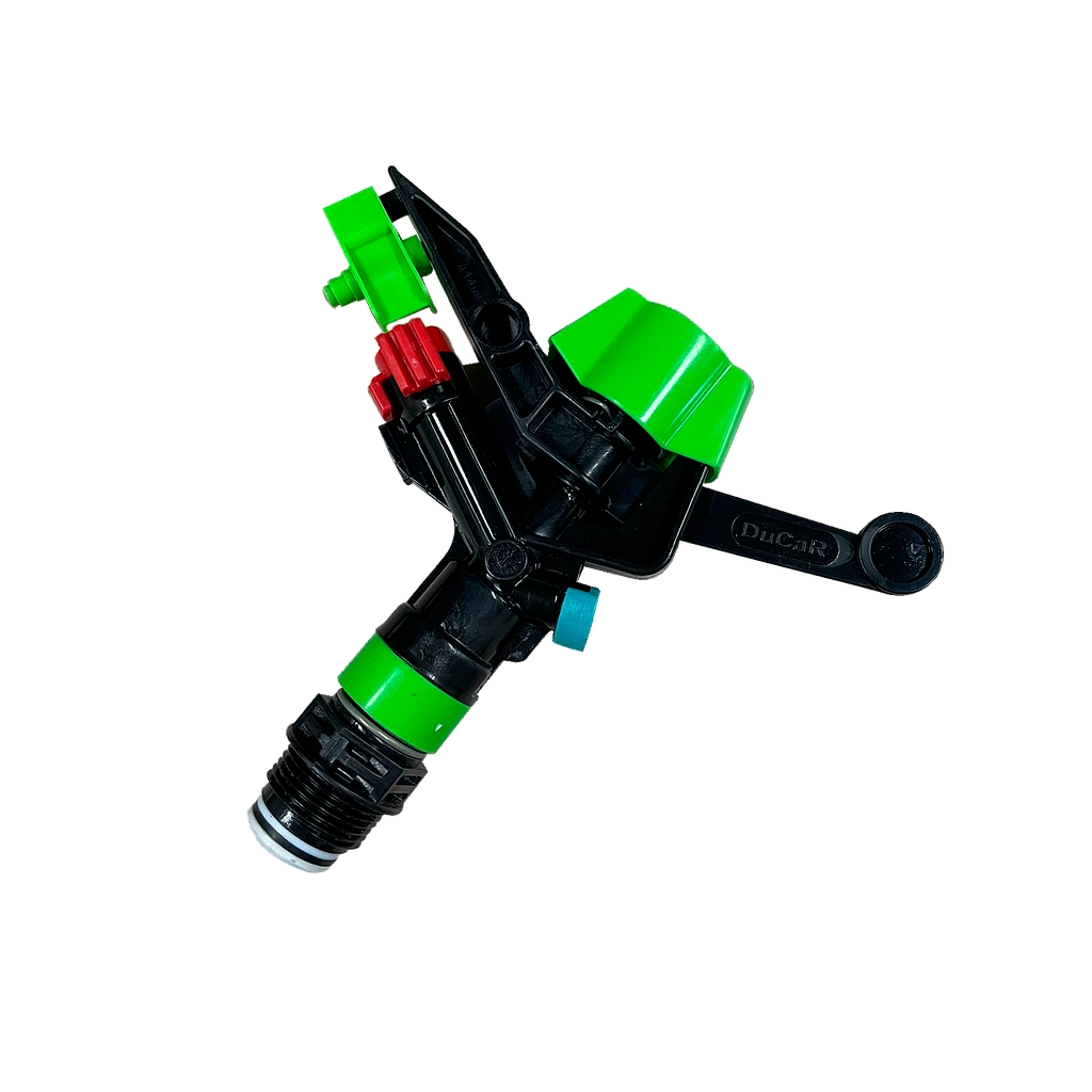 Aspersor DuCaR ATOM14 entrada 3/4" NPT macho. presion de trabajo de 2.0 a 3.5 bar flujo de 25.7 a 49.9 lpm alcance 12.0 a 15.0 m (incluye boquillas) - 1 pieza DuCar GORRION