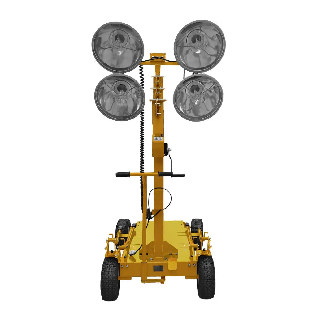 Torre de iluminación portátil y reforzada, equipada con mástil telescópico de 4.5 metros y 3 secciones. Foco haluro metálico 1000W Parazzini TLP-9800-4