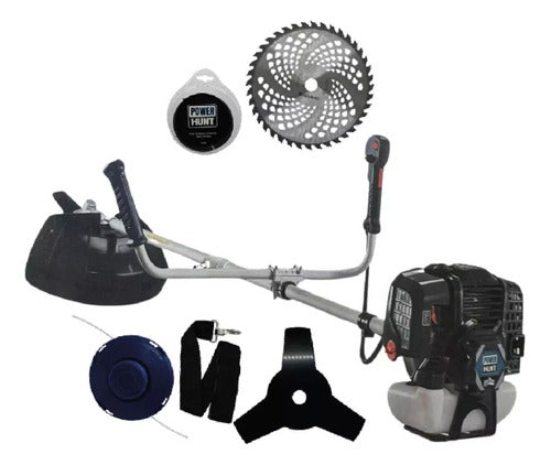 Desbrozador recto 52 cc con cuernos Power Hunt BLACKWIRO