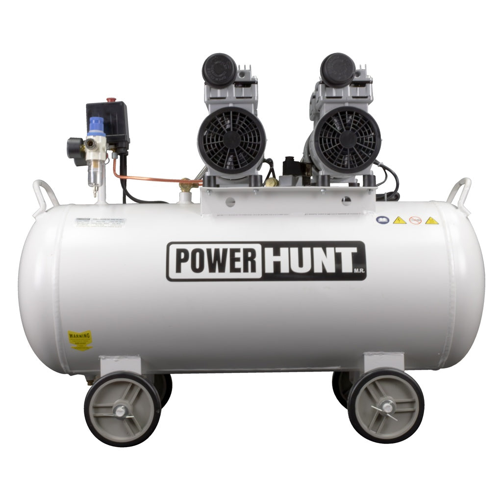 Compresor 80 lts doble conexión rapida con bomba libre de aceite Power Hunt CP80SA