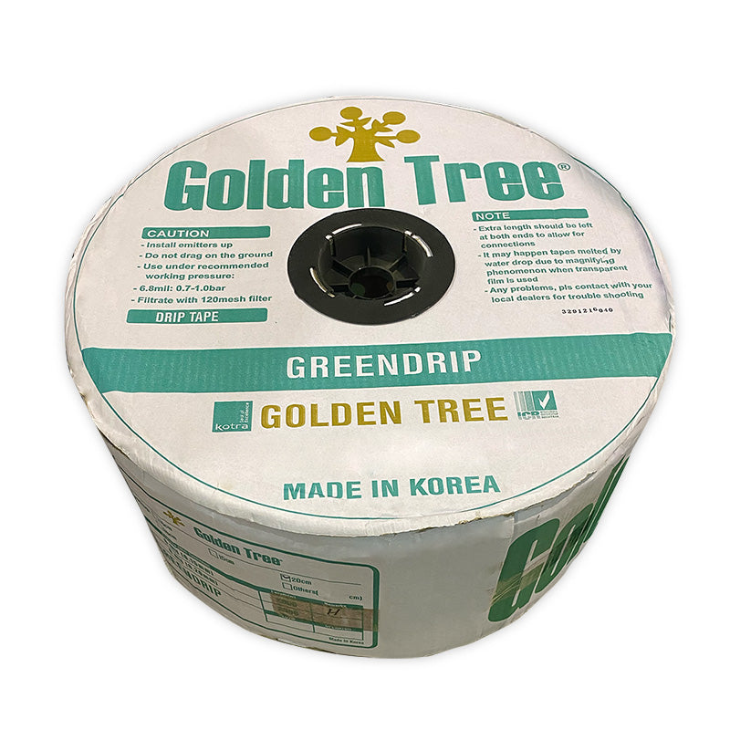 Cinta GreenDrip 5/8" calibre 6 mil (0.15 mm espesor) 1.30 lph @30 cm (1.0 bar) - rollo de 2800 m Golden Tree GR015-130-30-2800