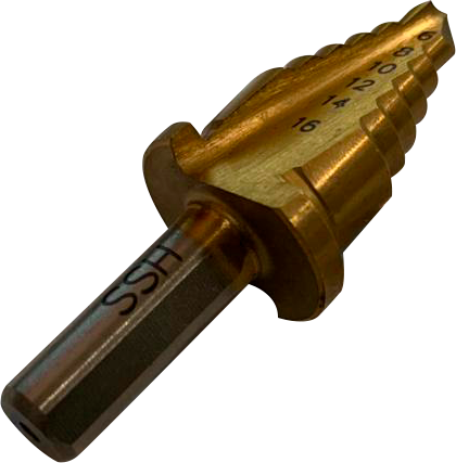 Broca escalonada multi-tamaño para PVC - 1 pieza uso exclusivo agricola Parazzini SP0616