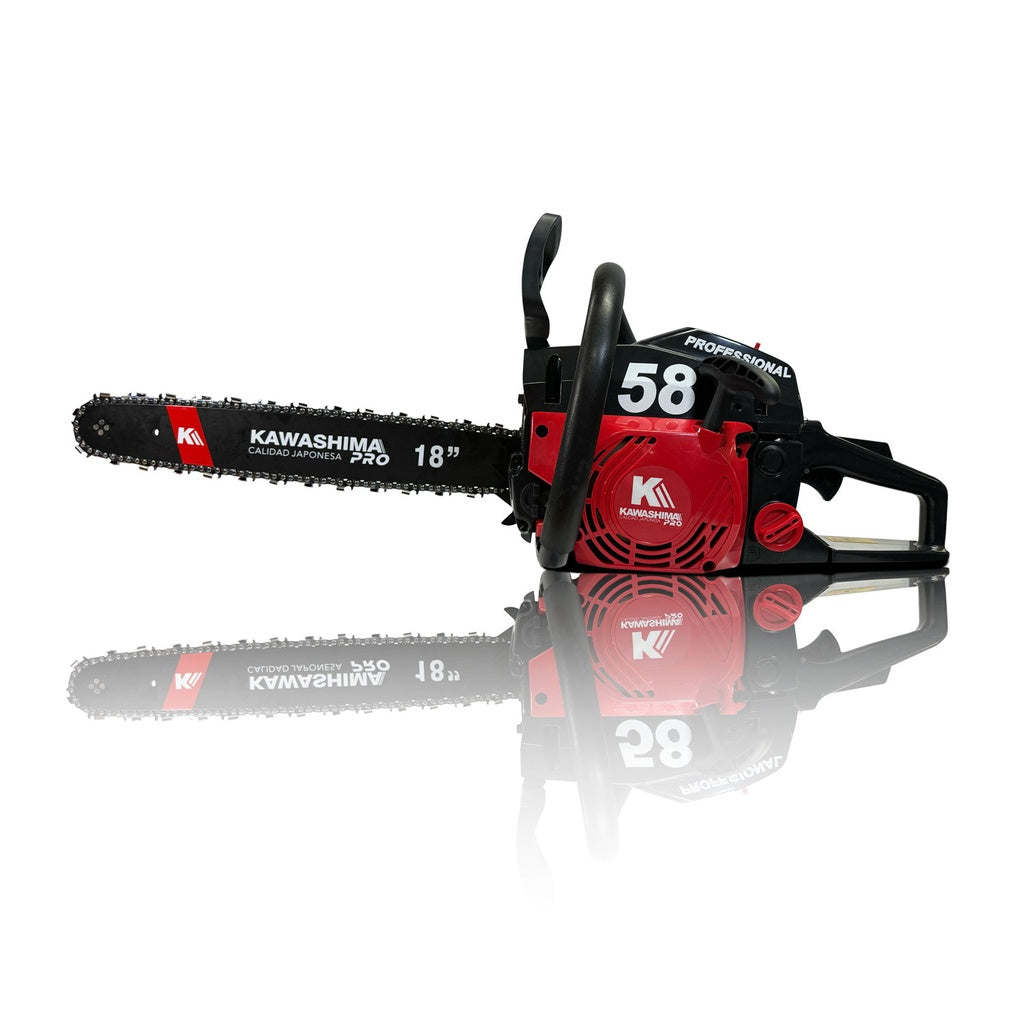 Motosierra profesional 58 cc con 2 barras y cadenas de 18 pulg Kawashima Pro MAKO58