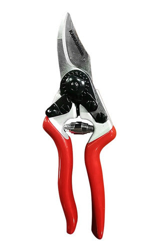 Tijera con hoja afilada de acero de alto carbono. Hoja inferior con el mango superior es mas durable. Fuerte caida de aluminio forjado mango con vaina de pvc. Kawashima 3103A-2