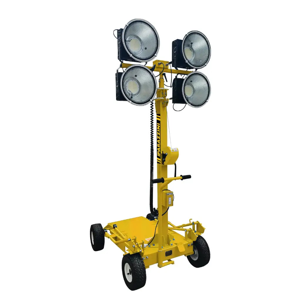 Torre de iluminación portátil con mástil telescópico de 4.5 metros en 3 secciones.  Foco Led 400W Parazzini TLP-8500-4