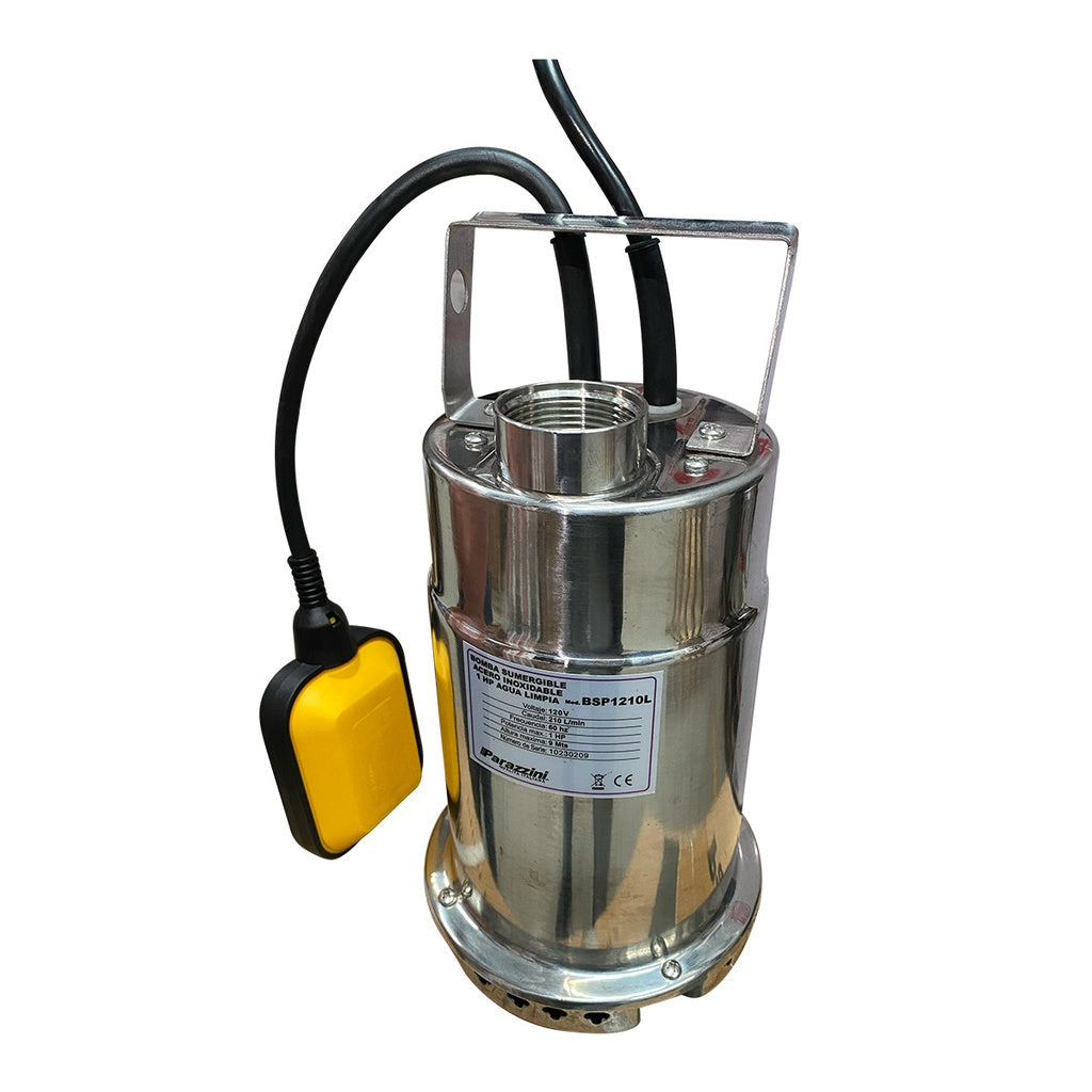 Bomba sumergible acero inoxidable 1 HP agua limpia Parazzini BSP1210L