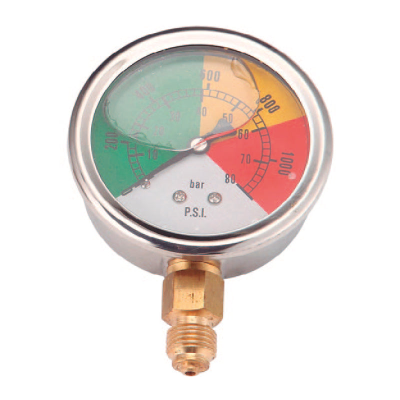 Medidor de presion vertical acero inoxidable 50 bar 725 psi rosca 1/4 725 lb 1 pzs Parazzini YBJ