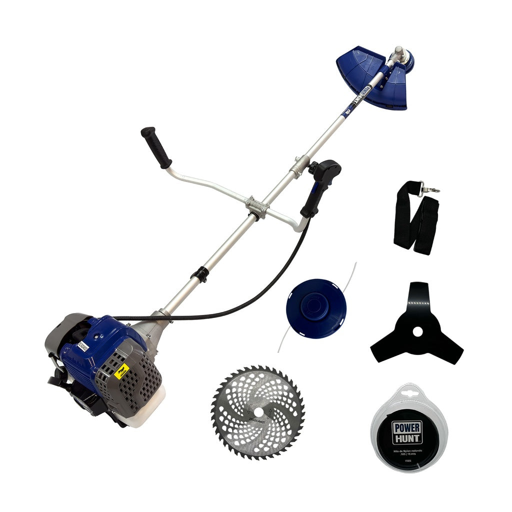 Desbrozador recto de 52 cc con cuernos y eje partido Power Hunt DELTA52