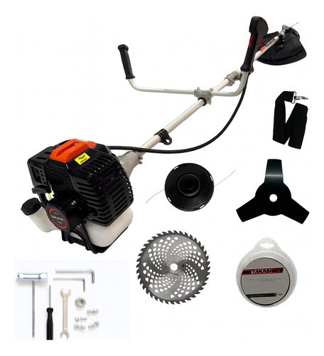 Desbrozador recto de 52 cc con cuernos y eje partido Takashi BLACKMAMBA52