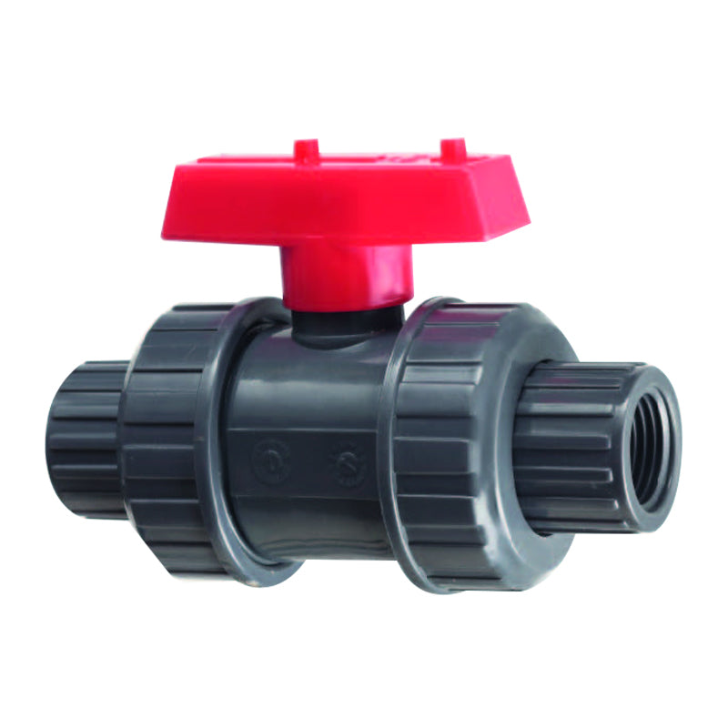 Valvula doble unión 2" PVC cedula 80 (tuerca unión) - 1 pieza uso exclusivo agricola Parazzini PVU0102R