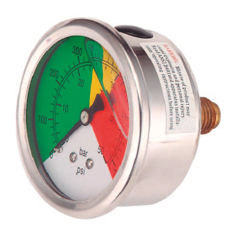 Medidor de presion horizontal acero inoxidable 50 bar 725 psi rosca 1/4 725 lb  1 pzs Parazzini YBZ