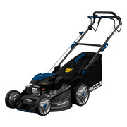 Podadora a gasolina 21" 181cc autopropulsada Arranque manual, ancho de corte 530 mm altura 25–75 mm 7 posiciones chasis de acero, recolector 60 L, puerto de lavado. Power Hunt RANGER180V2AP