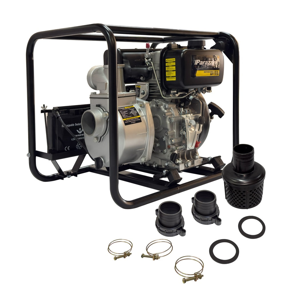 Motobomba 7 hp diesel autocebante  3 pulg con encendido eléctrico Parazzini BP730D
